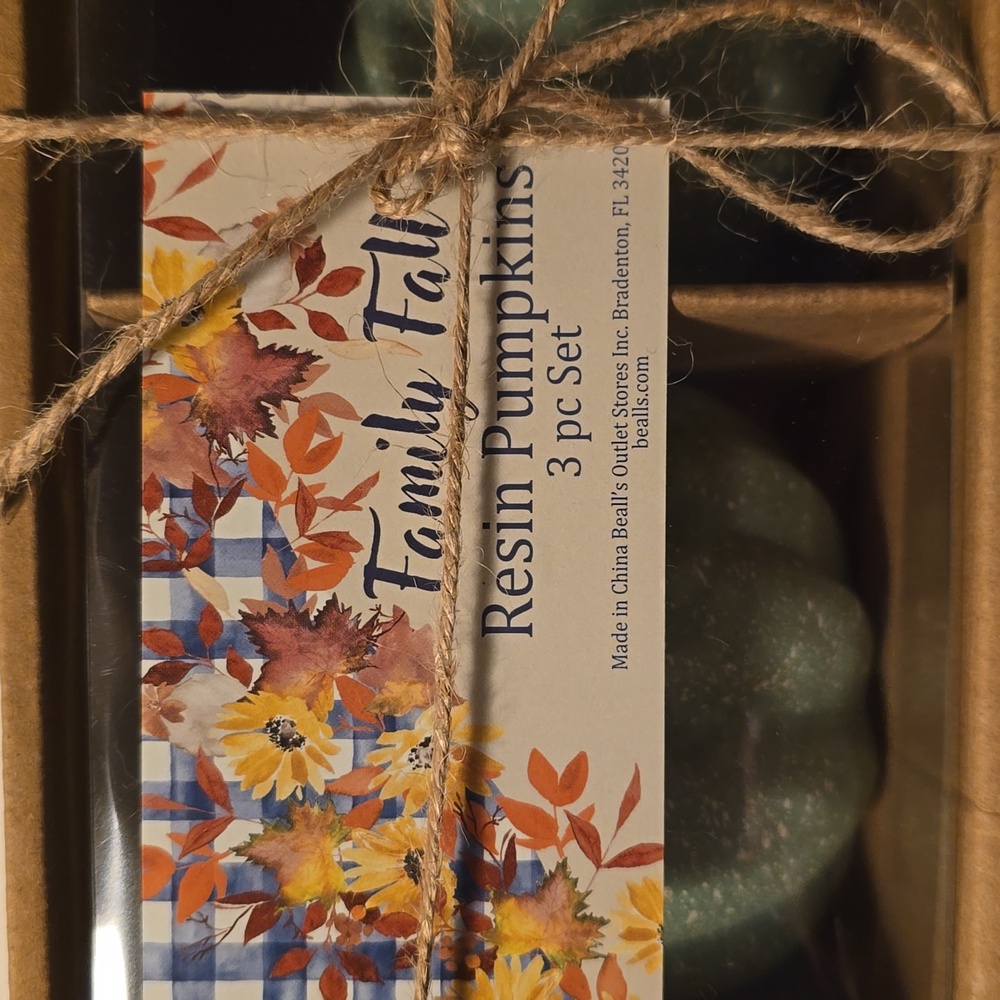 Beall's Teal Speckled Resin Pumpkins 3 pc Set - Picture 3 of 5